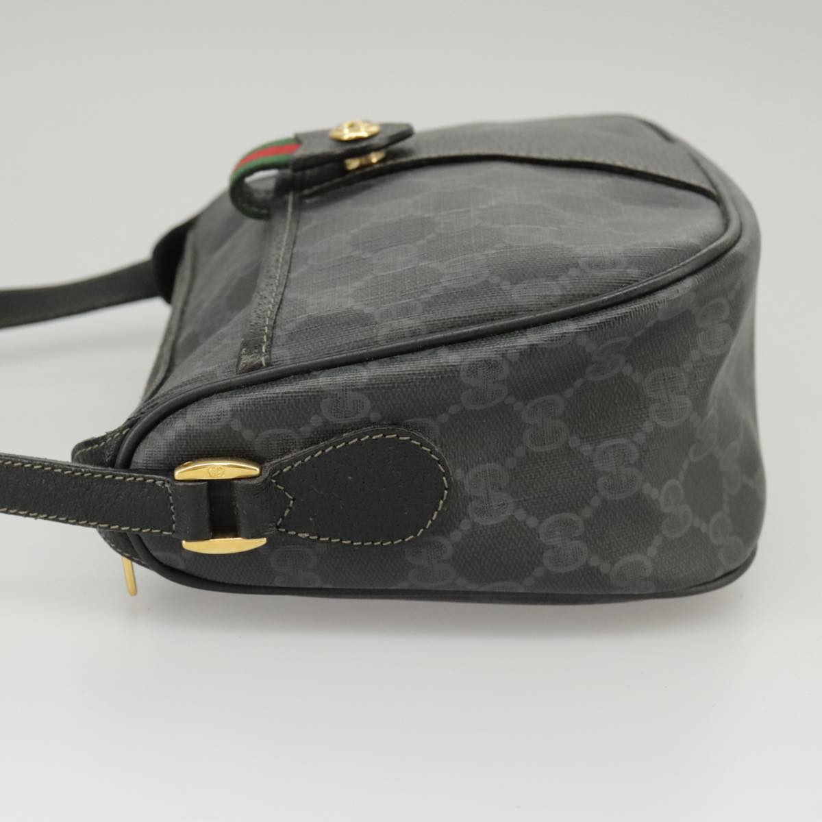 GUCCI GG Supreme Web Sherry Line Shoulder Bag PVC Black 89 02 032 Auth 102469