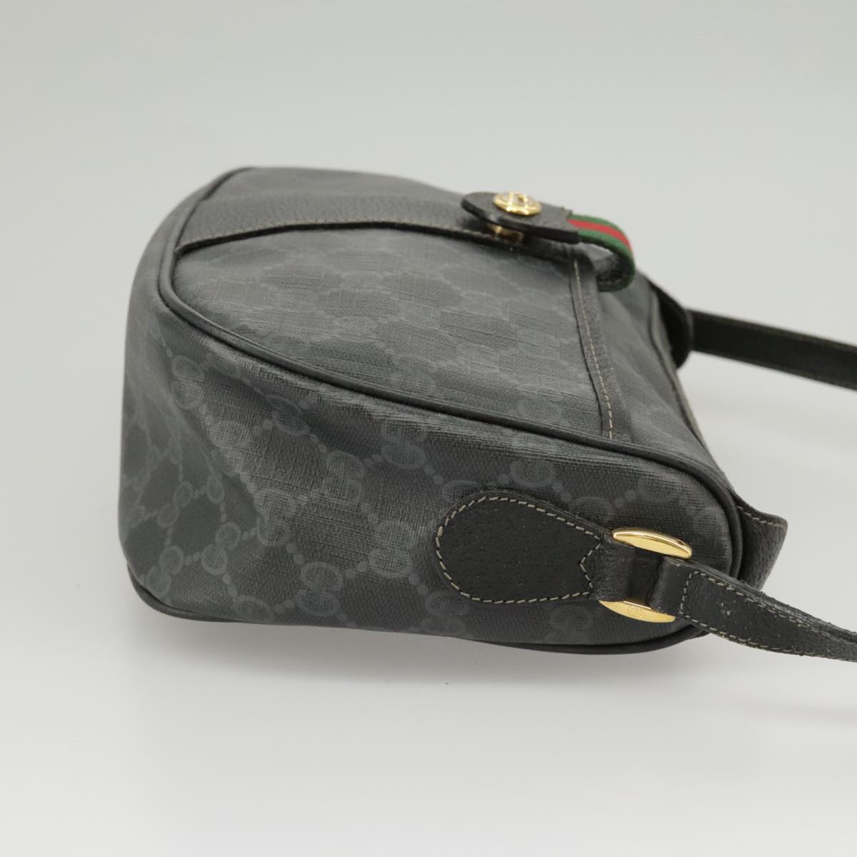 GUCCI GG Supreme Web Sherry Line Shoulder Bag PVC Black 89 02 032 Auth 102469