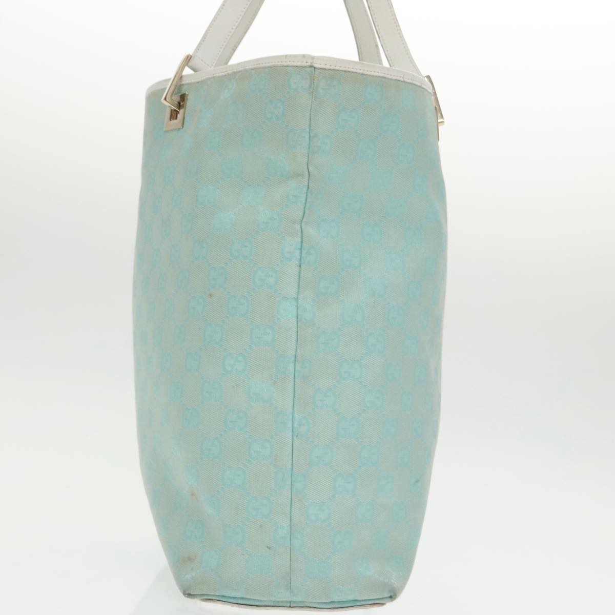 GUCCI GG Canvas Tote Bag Light Blue White Gold 002 1098 Auth 102471