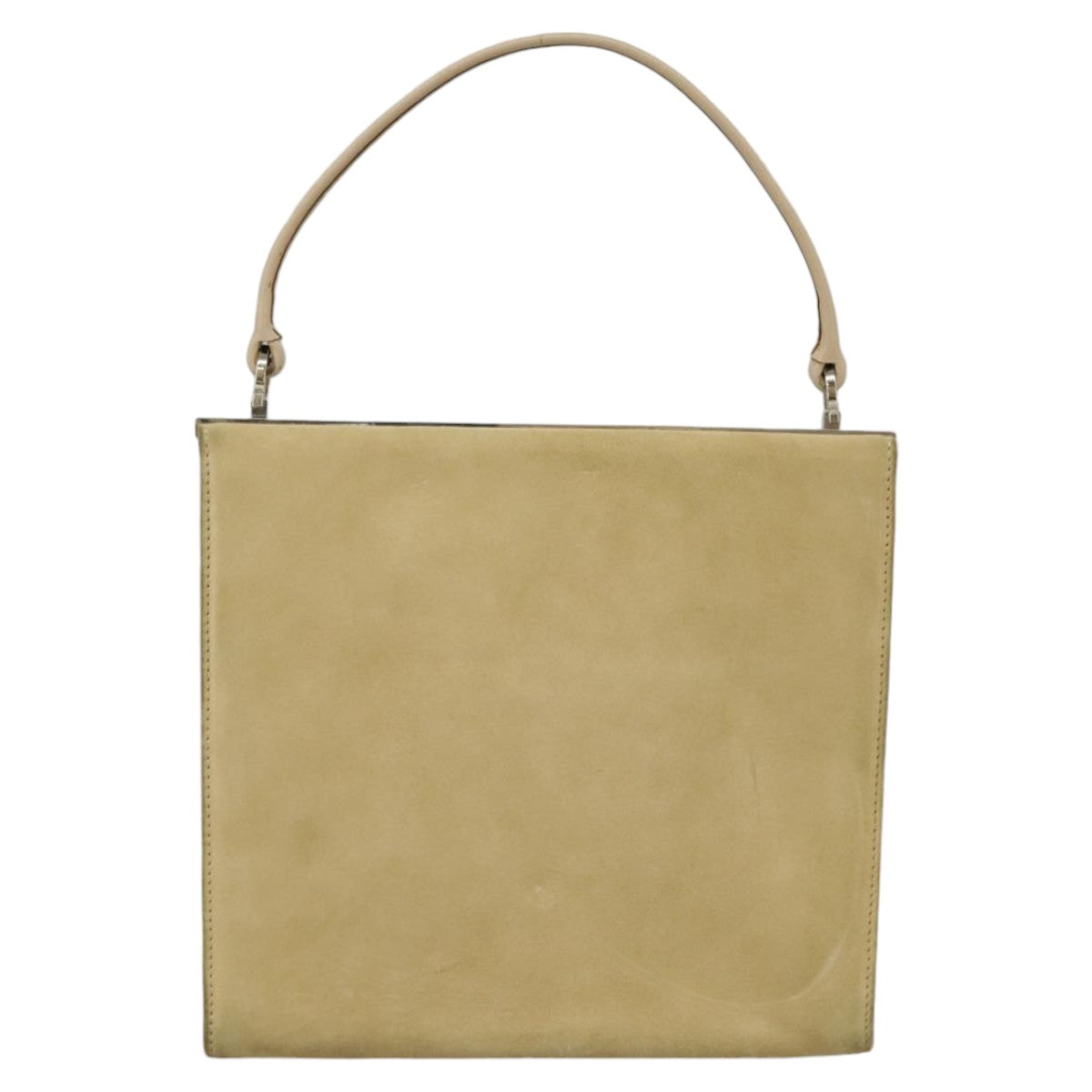 Salvatore Ferragamo Hand Bag Suede 2way Beige Silver Auth 102527