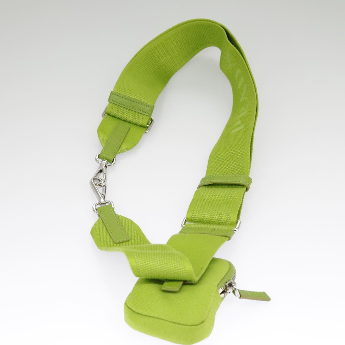 PRADA Shoulder Bag Canvas Silver Green Auth 102538SAV
