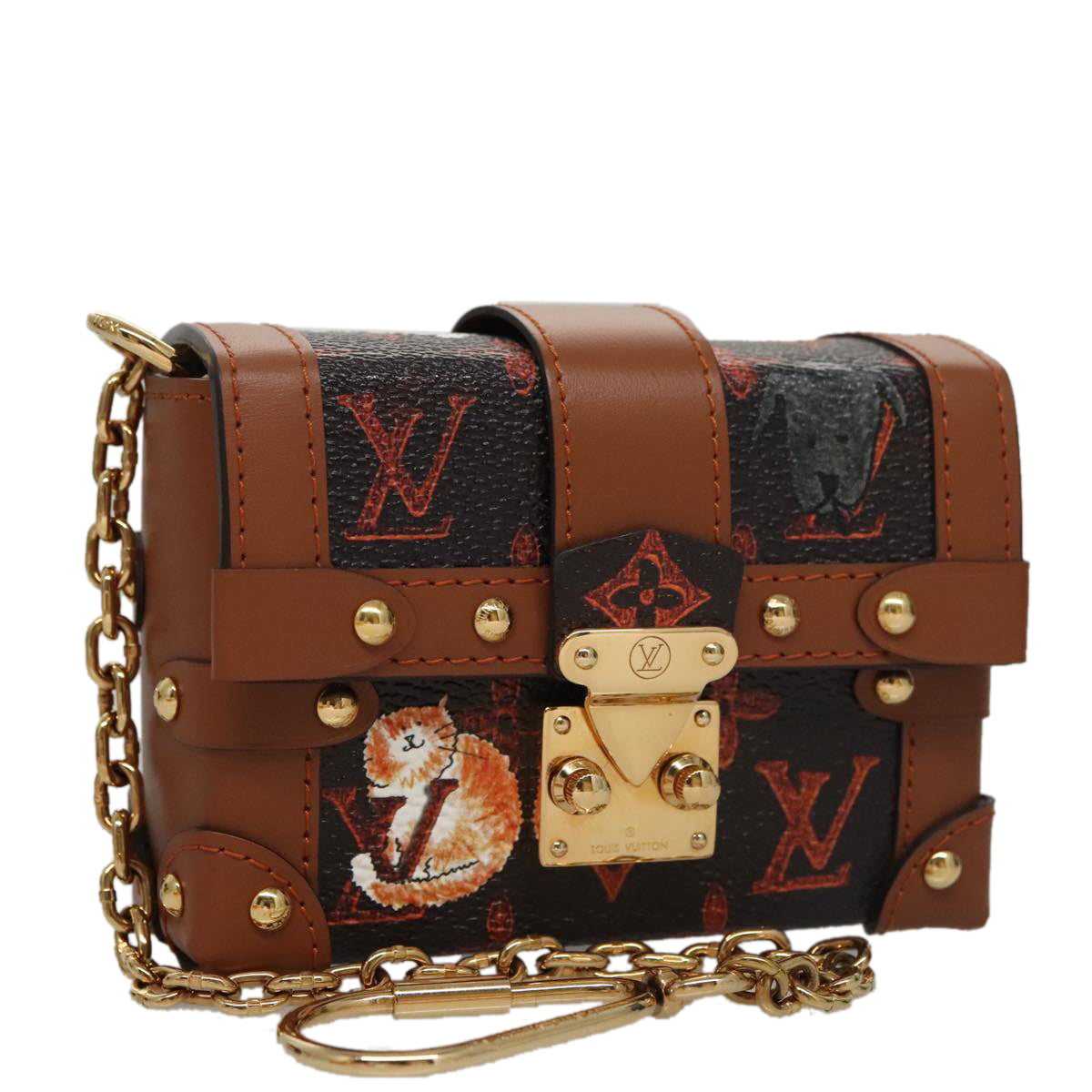 LOUIS VUITTON Monogram Catgram Essential Trunk Pouch M63892 LV Auth 102575S