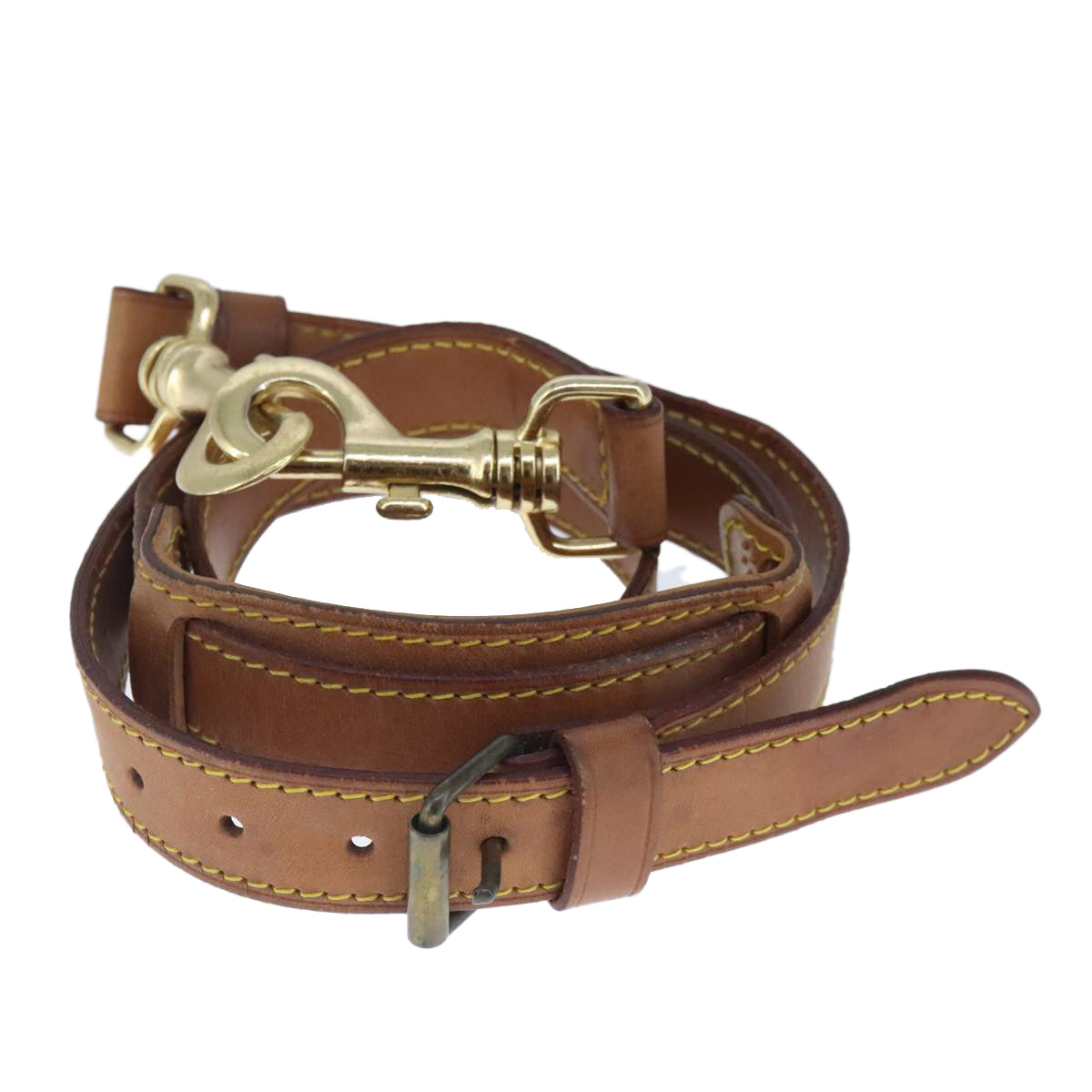 LOUIS VUITTON Adjustable Shoulder Strap Leather 35.8""""""""-42.9"""""""" Beige Auth 102578