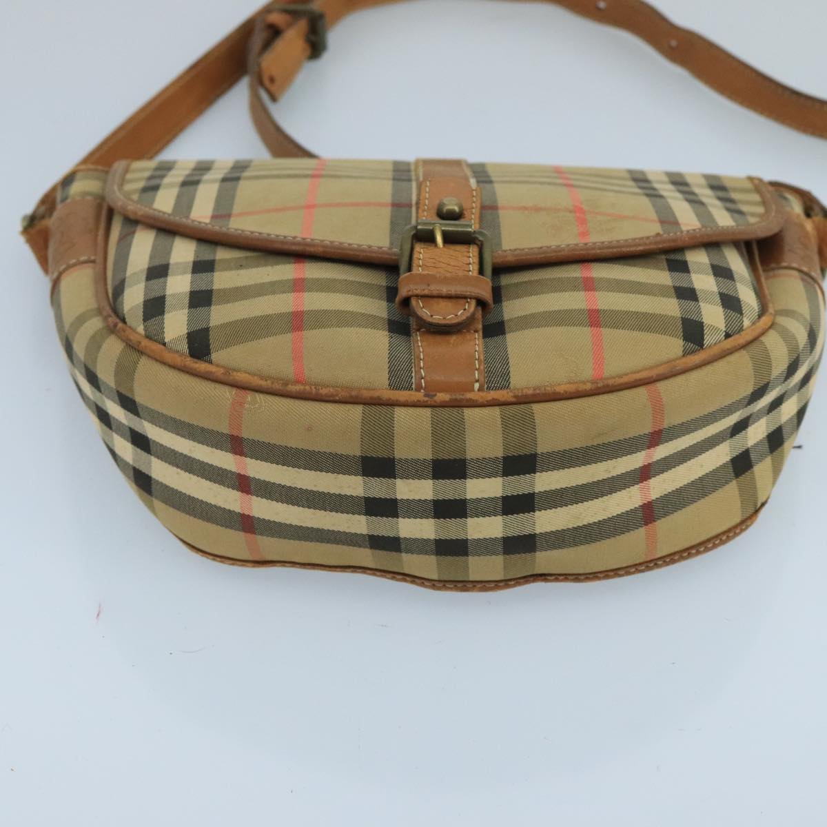 Burberrys Nova Check Shoulder Bag Canvas Beige Auth 102581