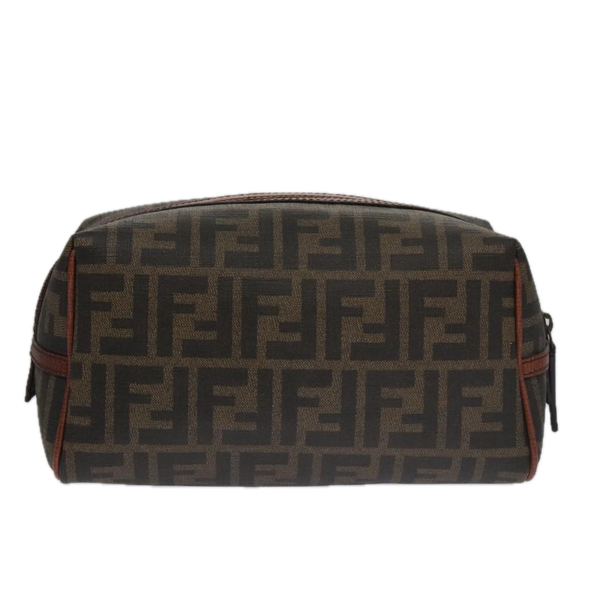 FENDI Zucca Canvas Pouch Brown Black Auth 102629V