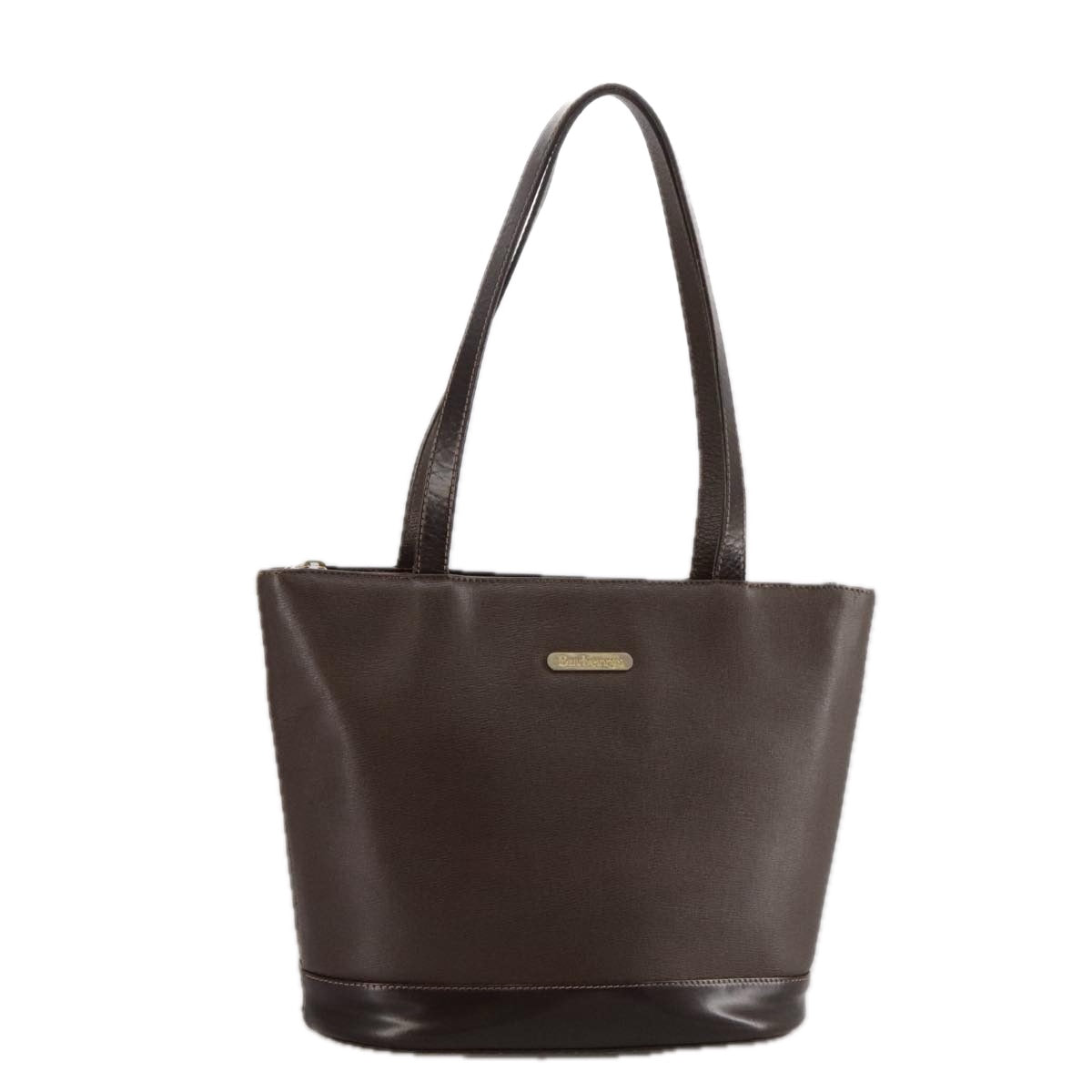 Burberrys Tote Bag Leather Brown Gold Auth 102667