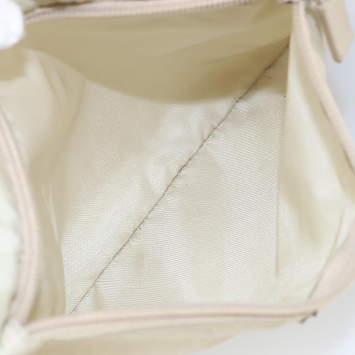 PRADA Shoulder Bag Nylon Beige Silver Auth 102692