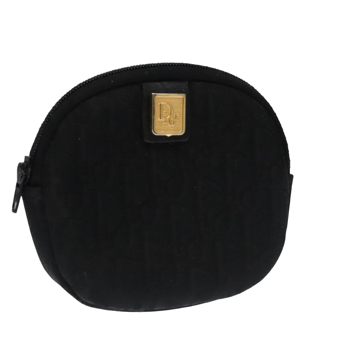 Christian Dior Trotter Canvas Coin Purse Black Auth 102725