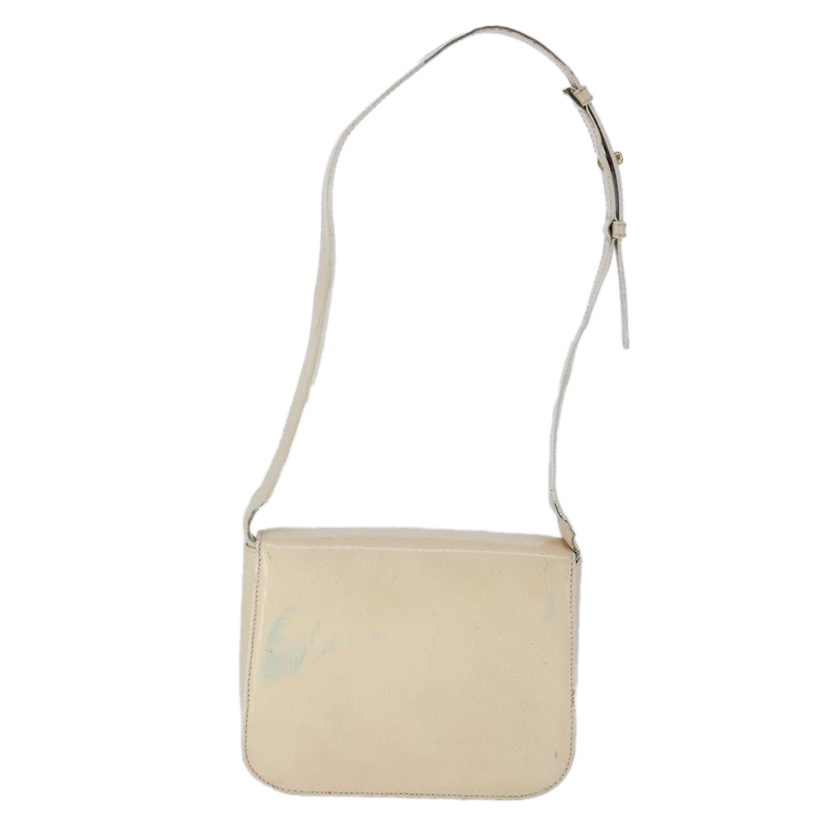 CELINE Circle Shoulder Bag Leather Beige Gold Auth 102742