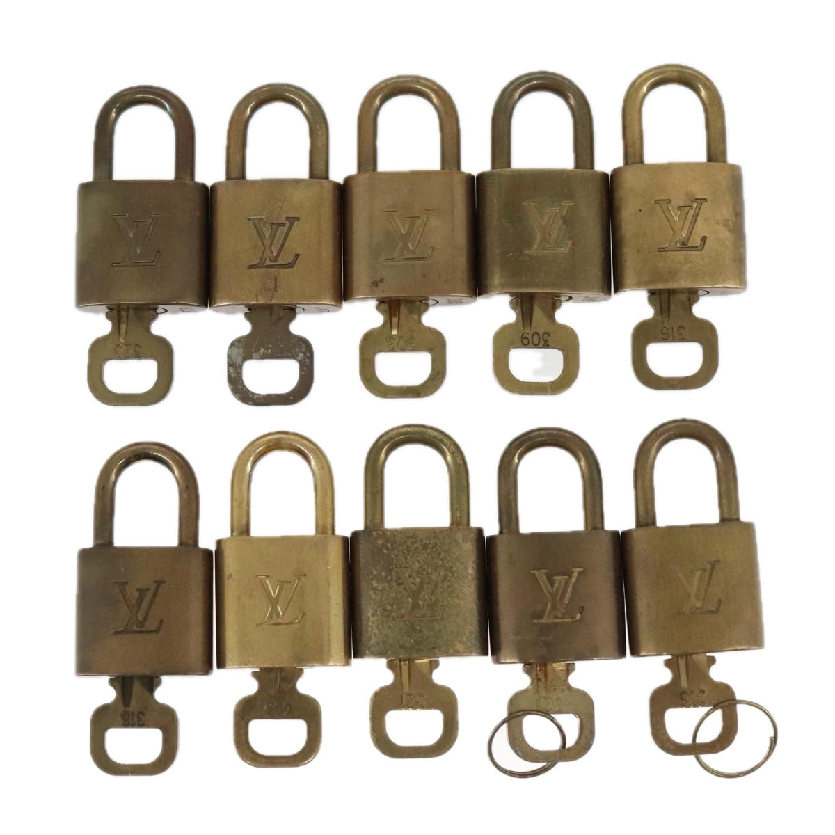 LOUIS VUITTON Padlock 10set metal Gold Tone LV Auth 102749