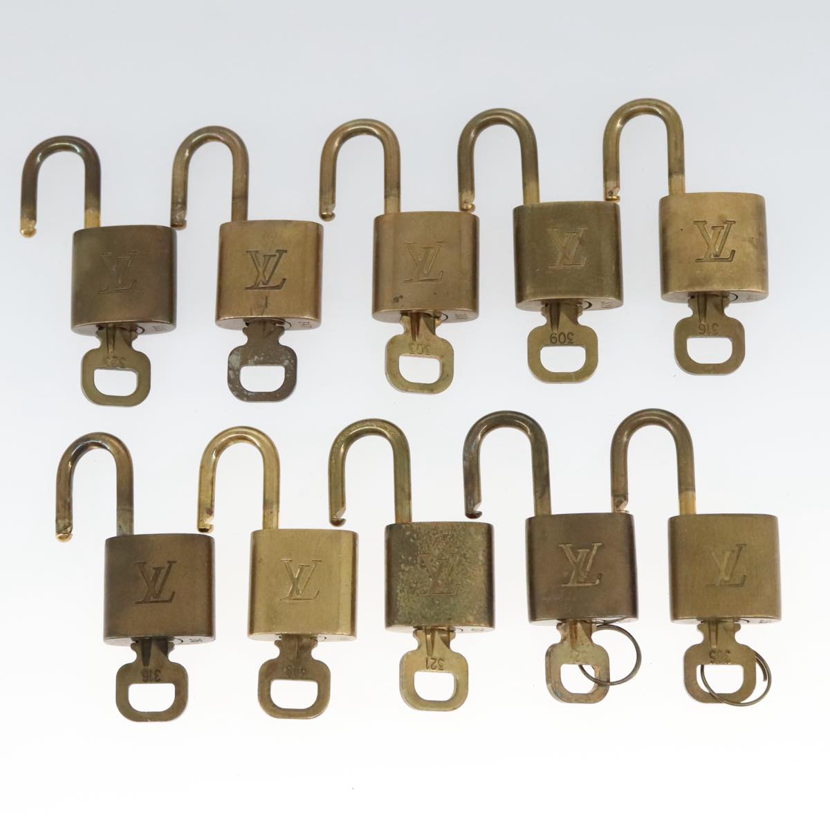 LOUIS VUITTON Padlock 10set metal Gold Tone LV Auth 102749