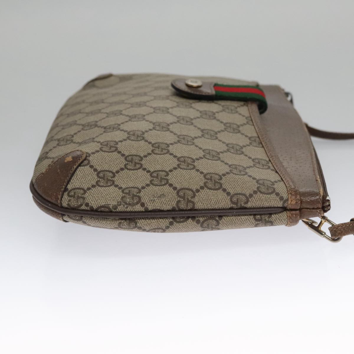 GUCCI GG Supreme Web Sherry Line Shoulder Bag PVC Beige 904 02 026 Auth 102752