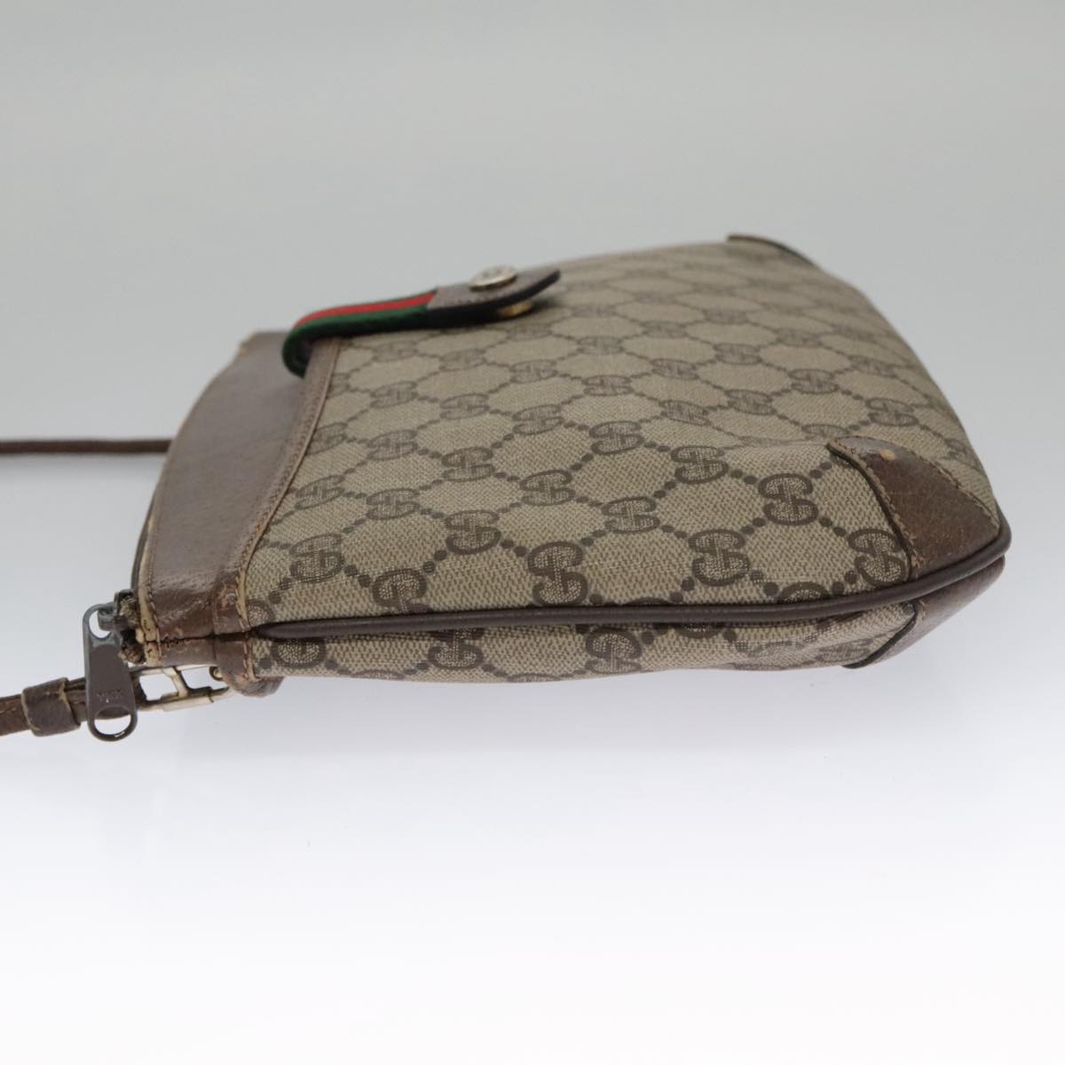 GUCCI GG Supreme Web Sherry Line Shoulder Bag PVC Beige 904 02 026 Auth 102752