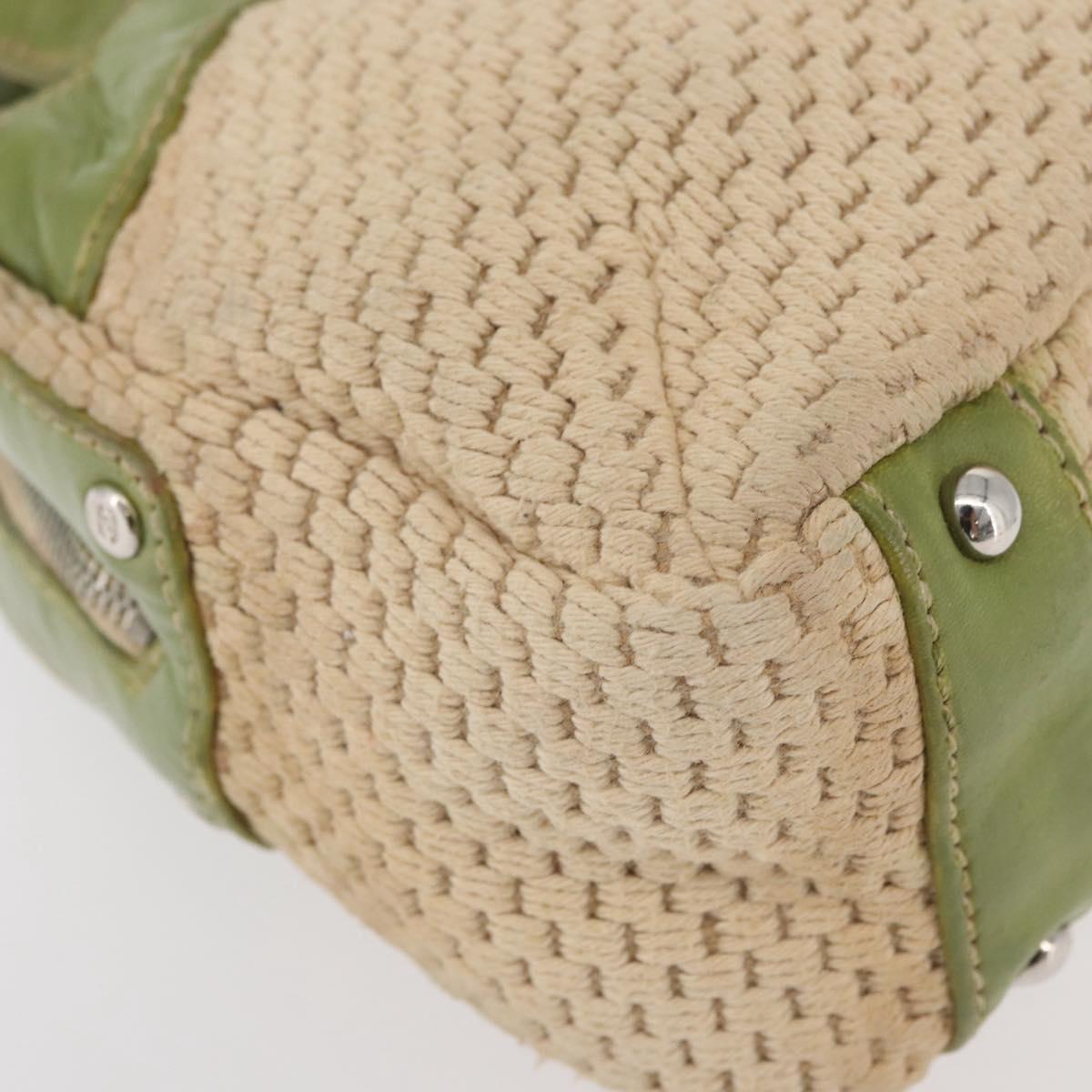 CHANEL Hand Bag Cotton Beige CC Auth 102761