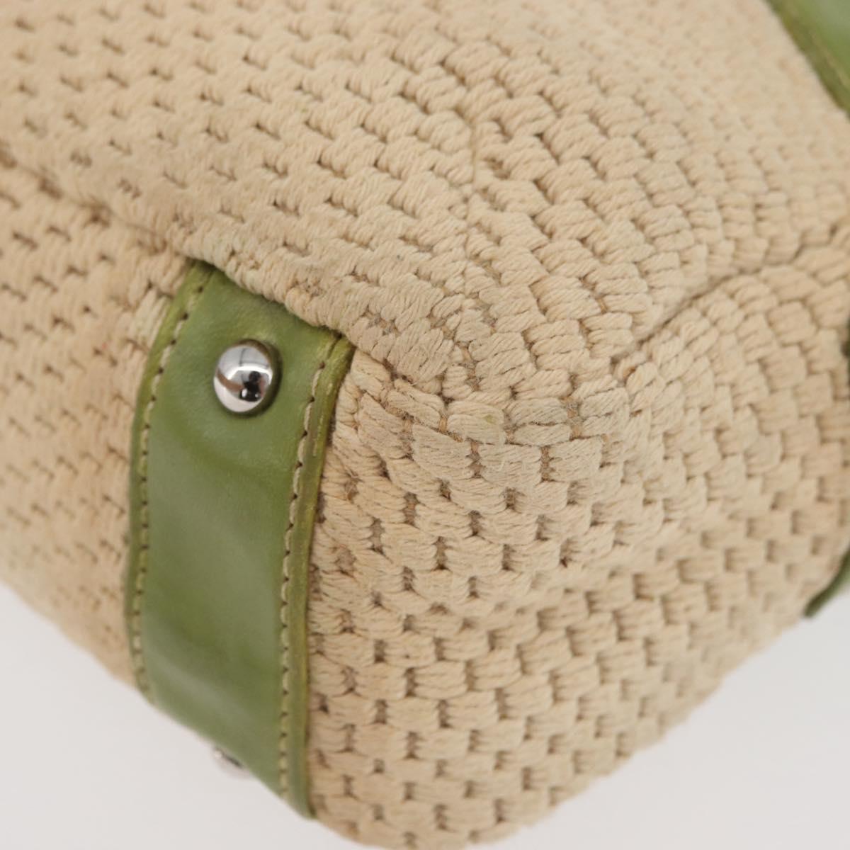 CHANEL Hand Bag Cotton Beige CC Auth 102761