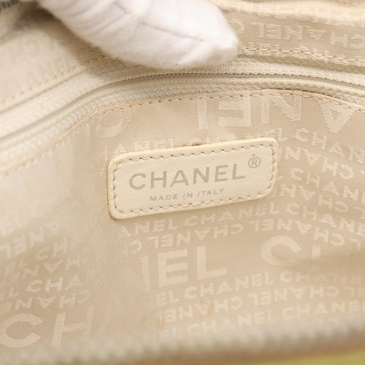 CHANEL Hand Bag Cotton Beige CC Auth 102761