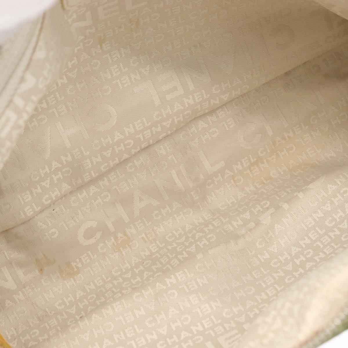CHANEL Hand Bag Cotton Beige CC Auth 102761