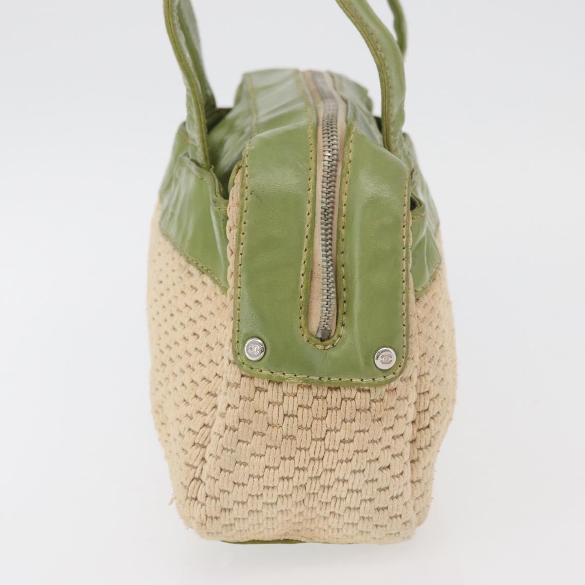 CHANEL Hand Bag Cotton Beige CC Auth 102761