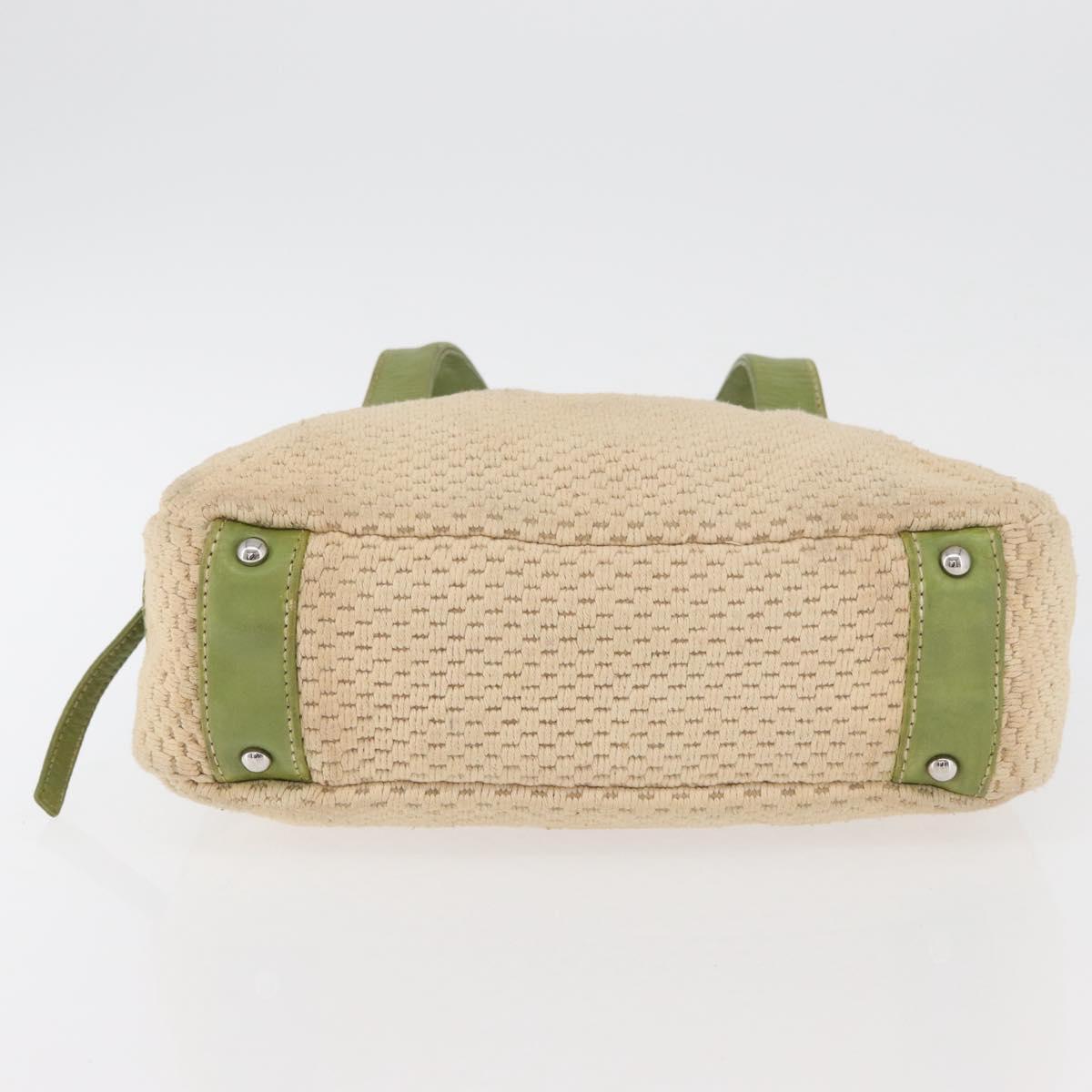 CHANEL Hand Bag Cotton Beige CC Auth 102761