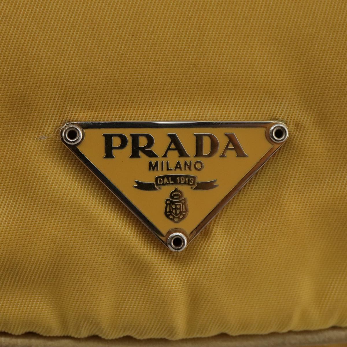 PRADA Shoulder Bag Nylon Leather Yellow Gold Auth 102786