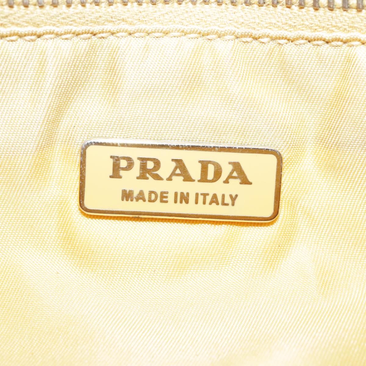 PRADA Shoulder Bag Nylon Leather Yellow Gold Auth 102786