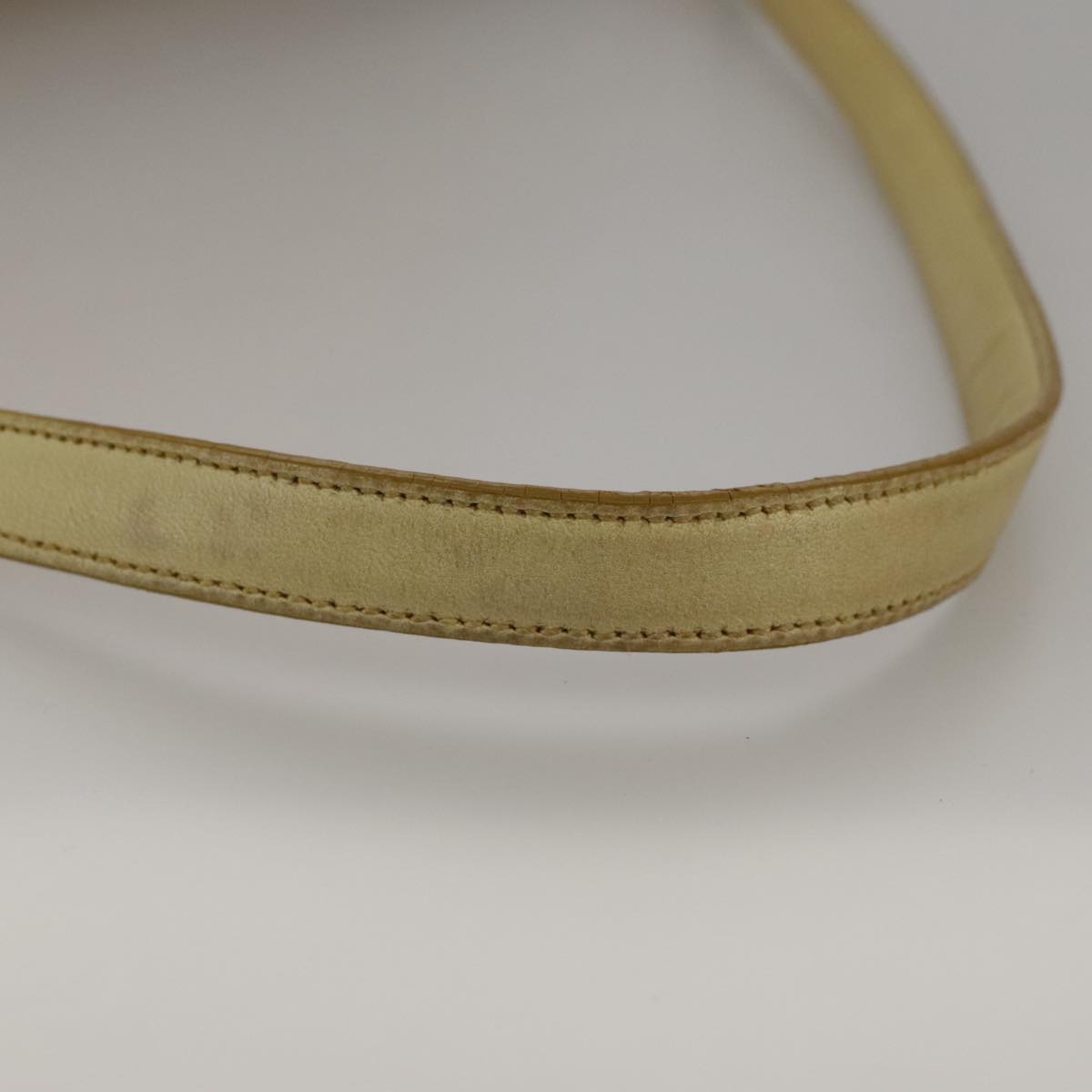 PRADA Shoulder Bag Nylon Leather Yellow Gold Auth 102786