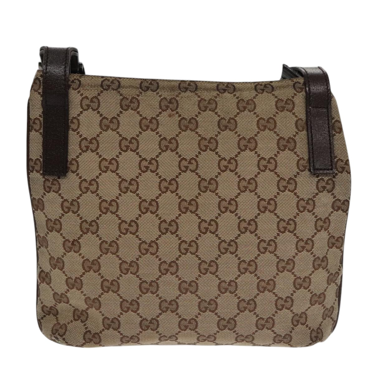 GUCCI GG Canvas Shoulder Bag Beige Brown Silver 122793 Auth 102848