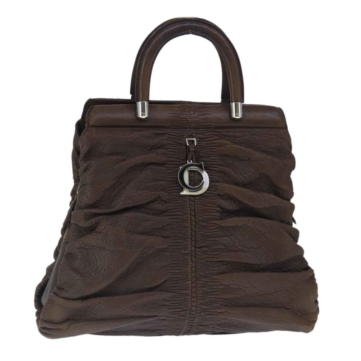 Christian Dior Hand Bag Leather Brown Auth 102865