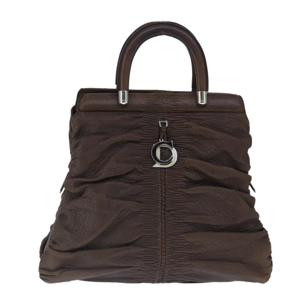 Christian Dior Hand Bag Leather Brown Auth 102865
