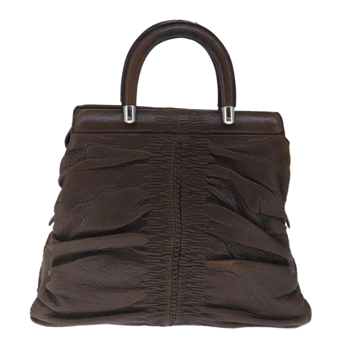 Christian Dior Hand Bag Leather Brown Auth 102865