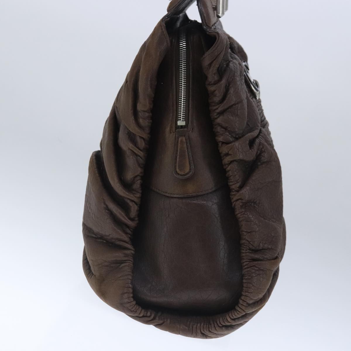 Christian Dior Hand Bag Leather Brown Auth 102865