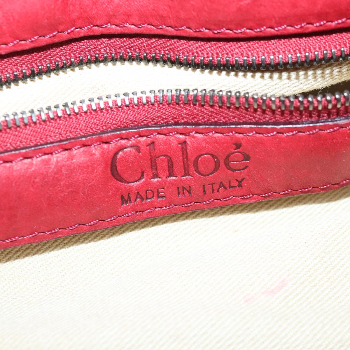 Chloe Silverado Shoulder Bag Leather Red Auth 102883