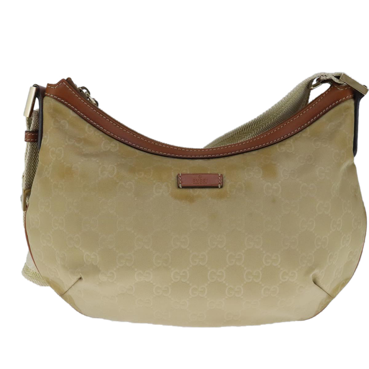 GUCCI GG Canvas Shoulder Bag Beige 131092 Auth 102892