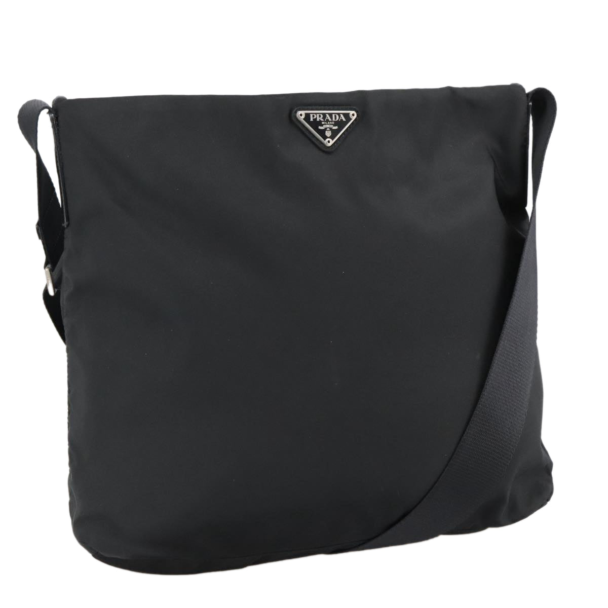 PRADA Shoulder Bag Nylon Black Silver Auth 102903