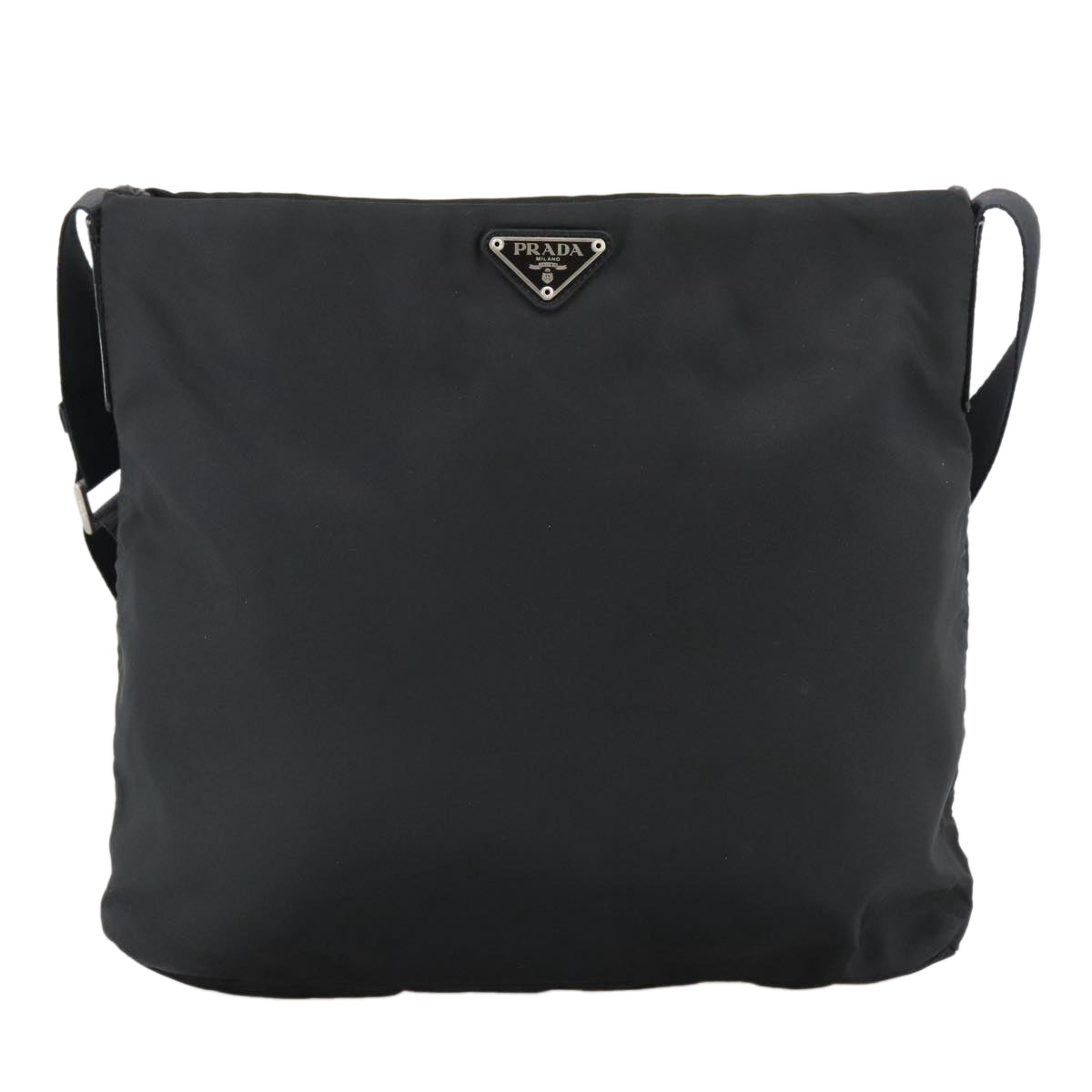 PRADA Shoulder Bag Nylon Black Silver Auth 102903