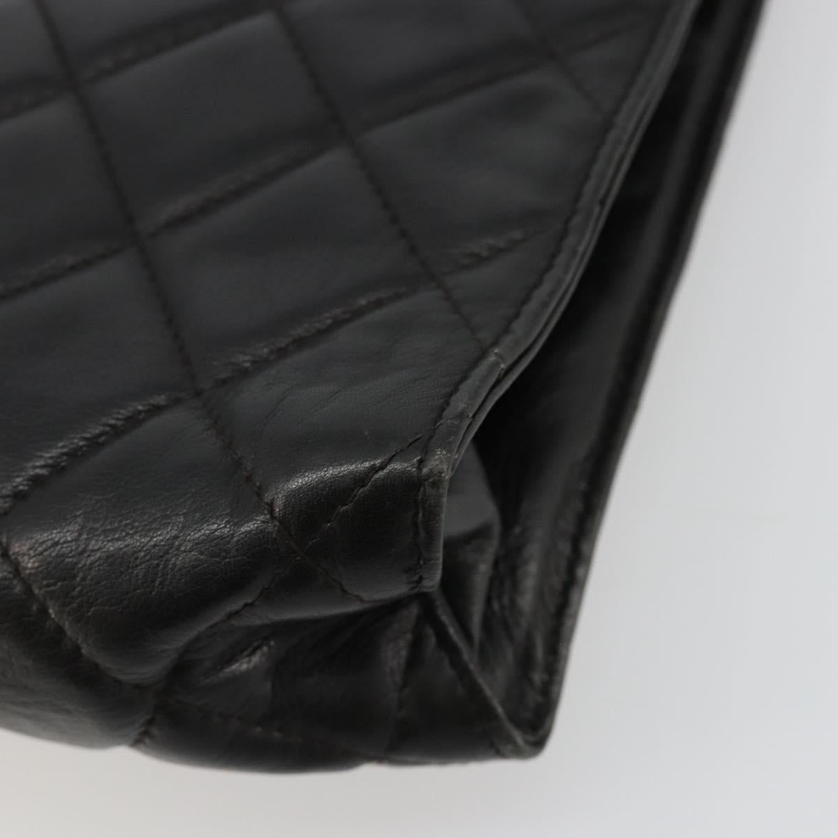 CHANEL Matelasse Chain Tote Bag Leather Black Gold CC Auth 102918