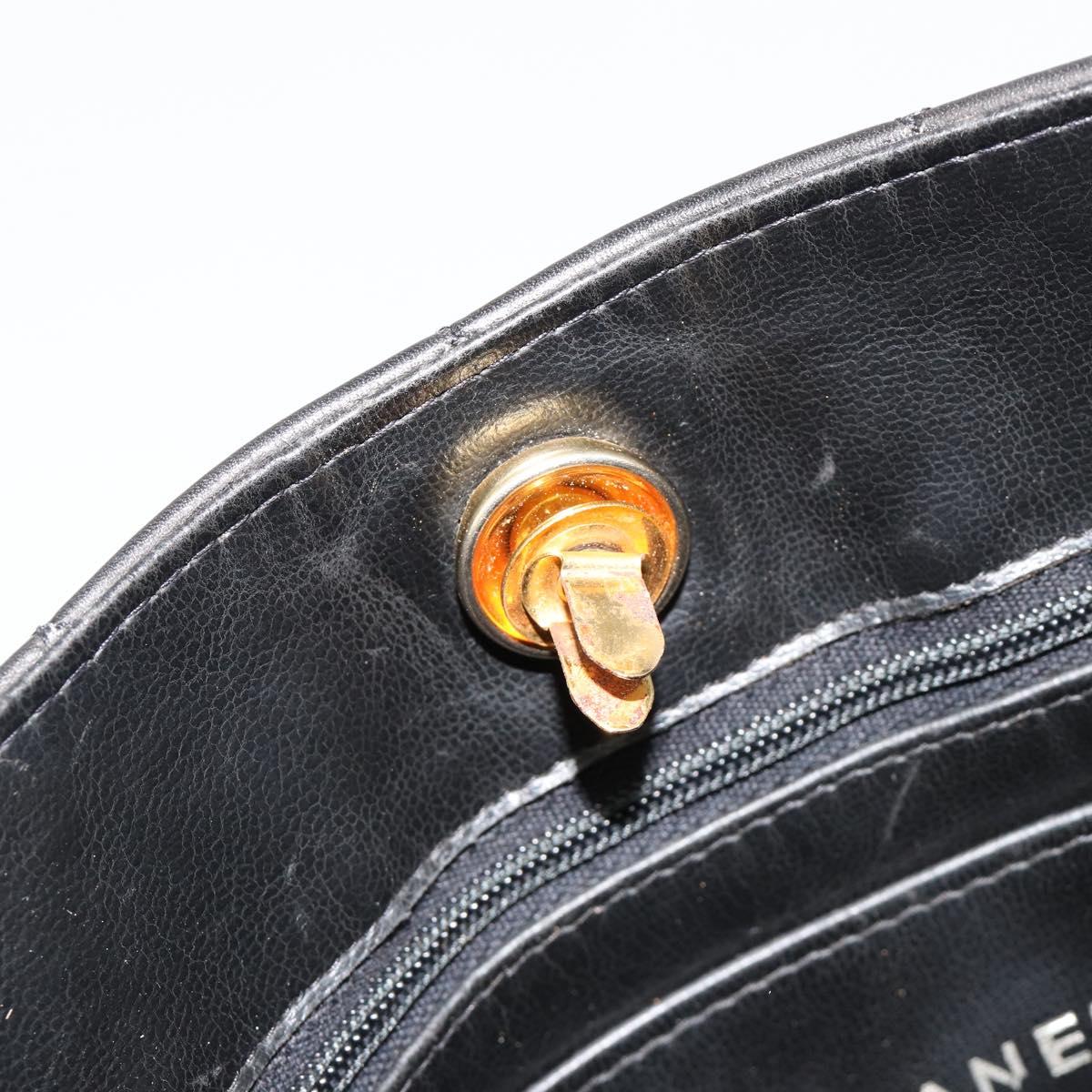 CHANEL Matelasse Chain Tote Bag Leather Black Gold CC Auth 102918