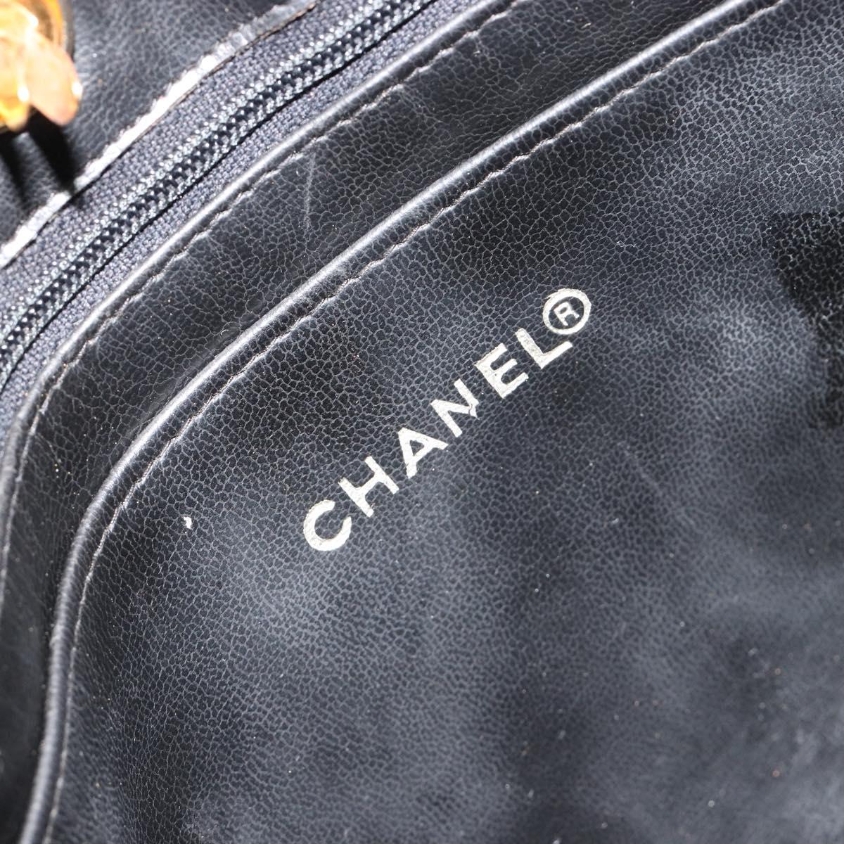 CHANEL Matelasse Chain Tote Bag Leather Black Gold CC Auth 102918