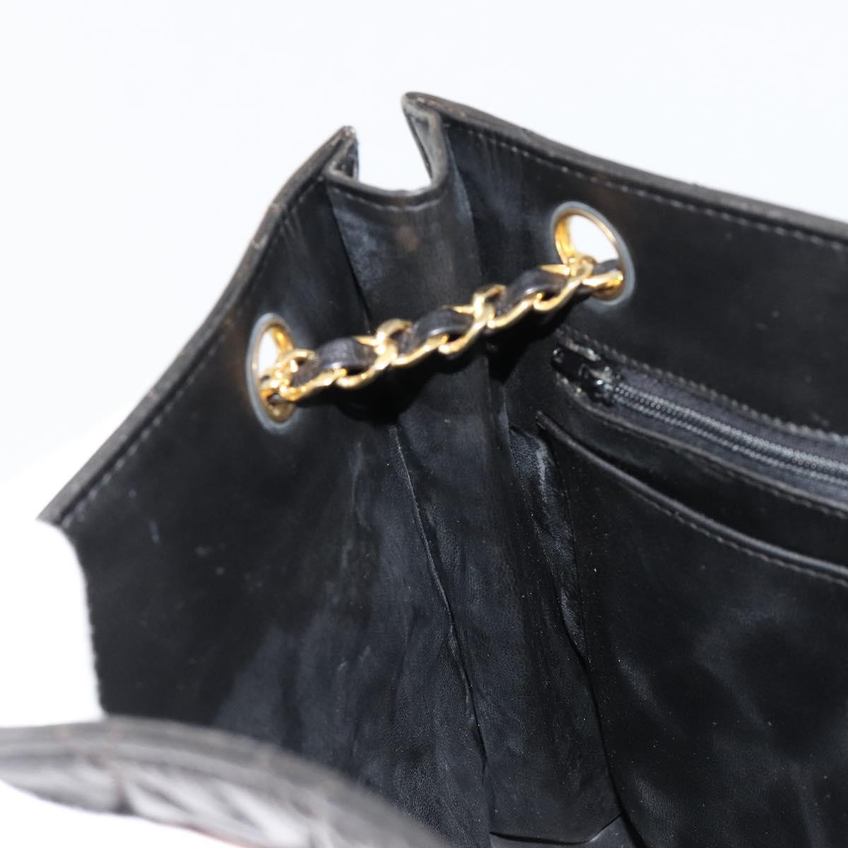 CHANEL Matelasse Chain Tote Bag Leather Black Gold CC Auth 102918