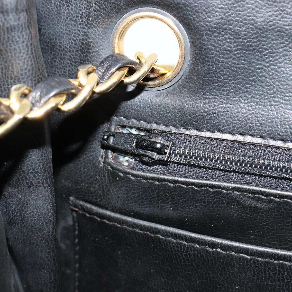 CHANEL Matelasse Chain Tote Bag Leather Black Gold CC Auth 102918