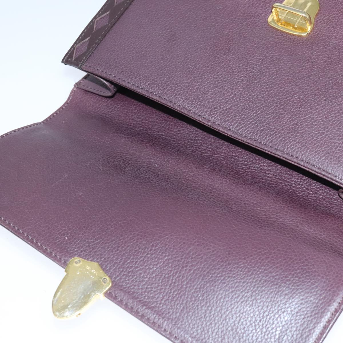 SAINT LAURENT Hand Bag Leather 2way Purple Gold Auth 102929