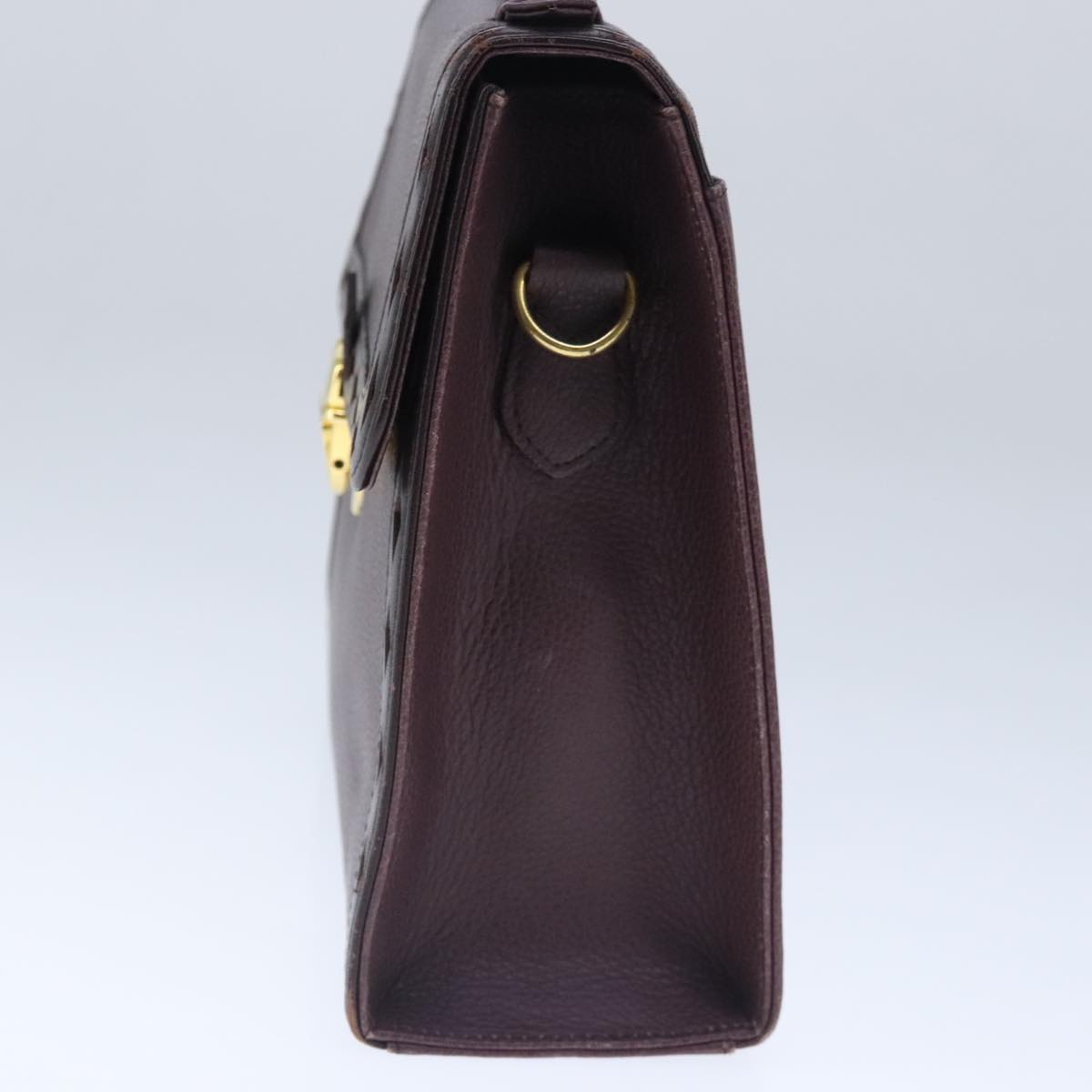 SAINT LAURENT Hand Bag Leather 2way Purple Gold Auth 102929