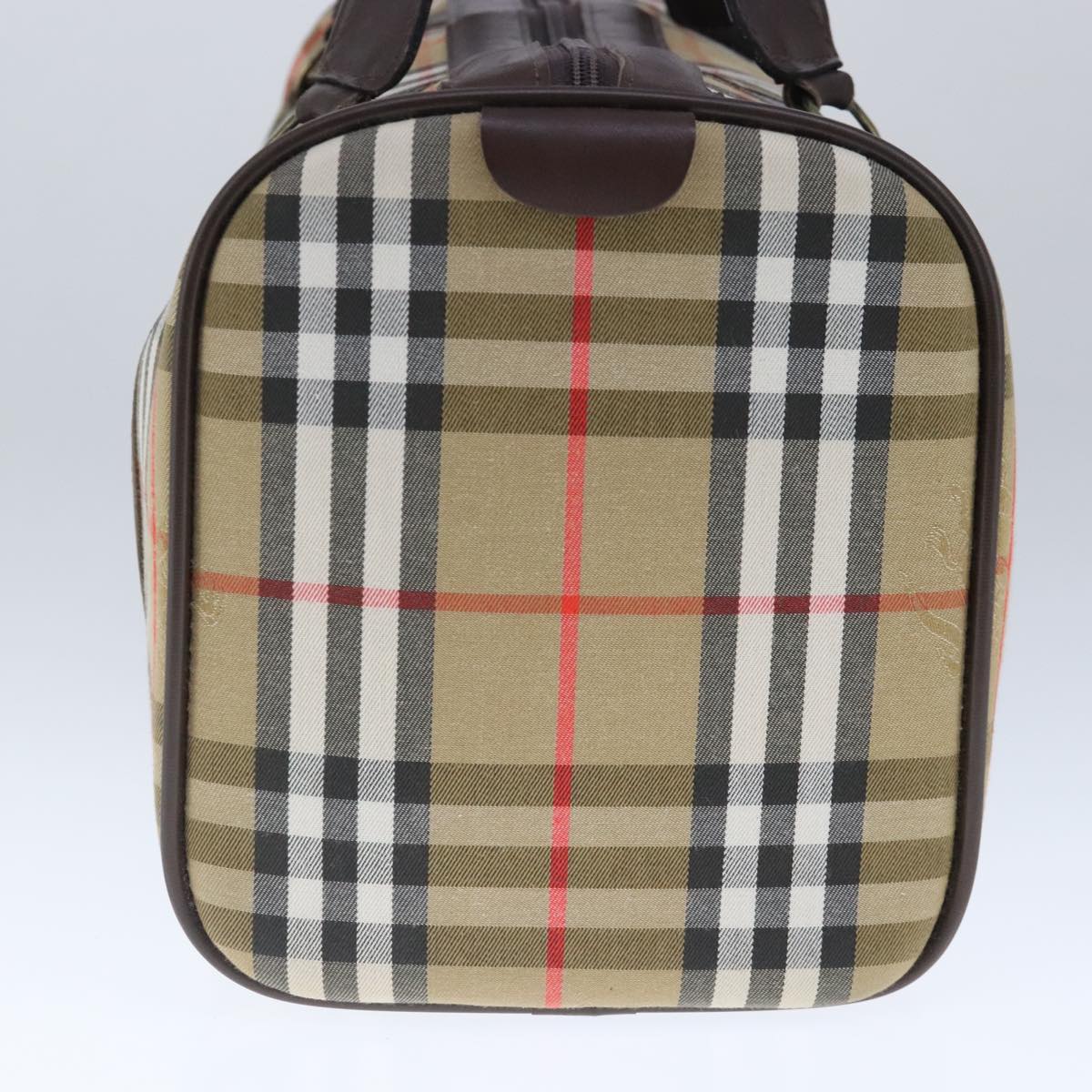 Burberrys Nova Check Boston Bag Canvas Beige Auth 102949