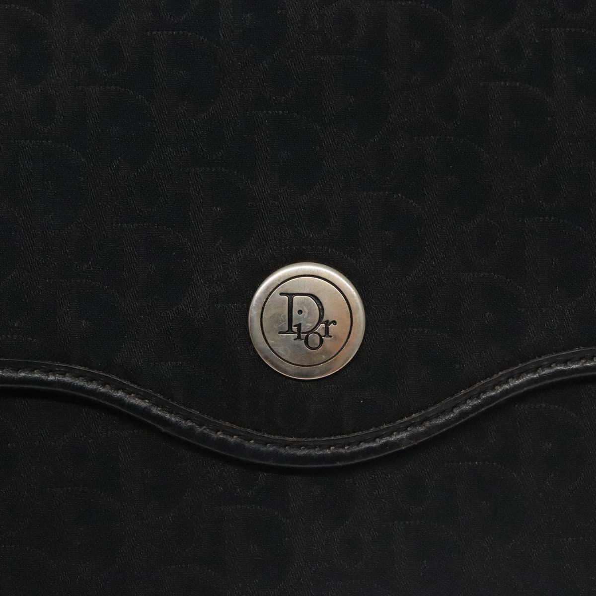 Christian Dior Trotter Canvas Shoulder Bag Black Auth 102985