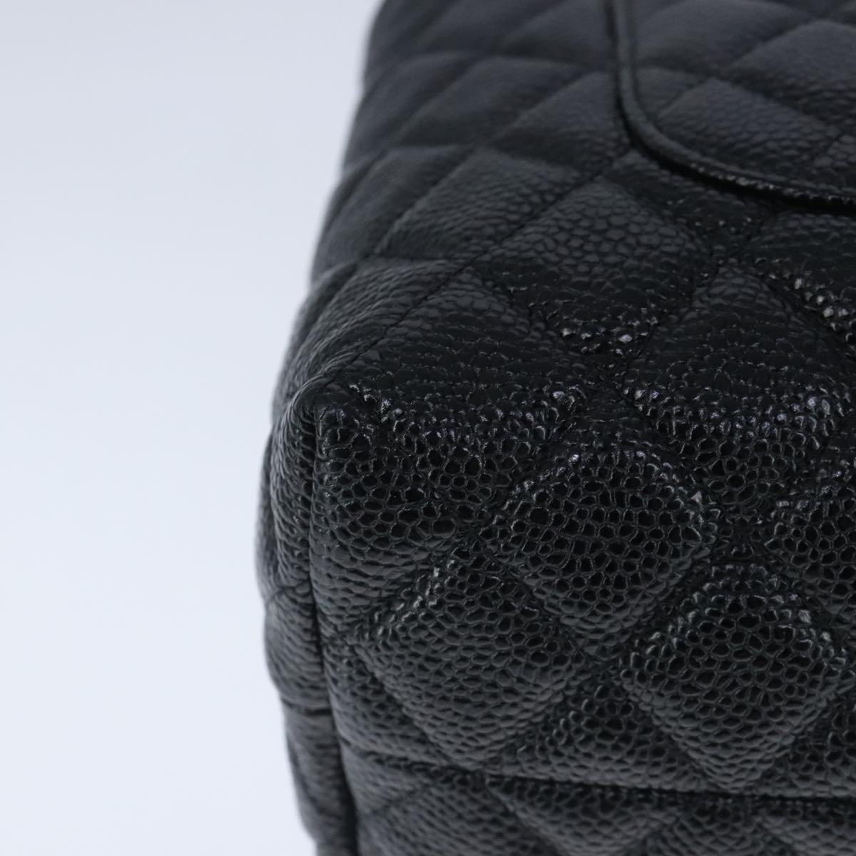 CHANEL Matelasse Hand Bag Caviar Skin Black CC Auth 102997A