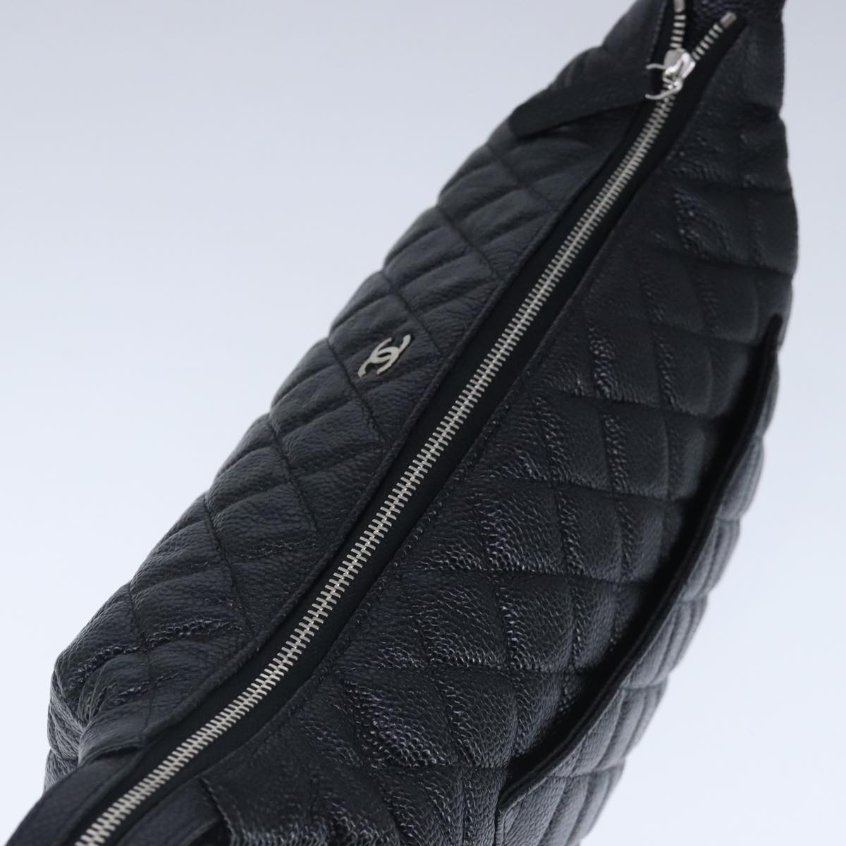 CHANEL Matelasse Hand Bag Caviar Skin Black CC Auth 102997A