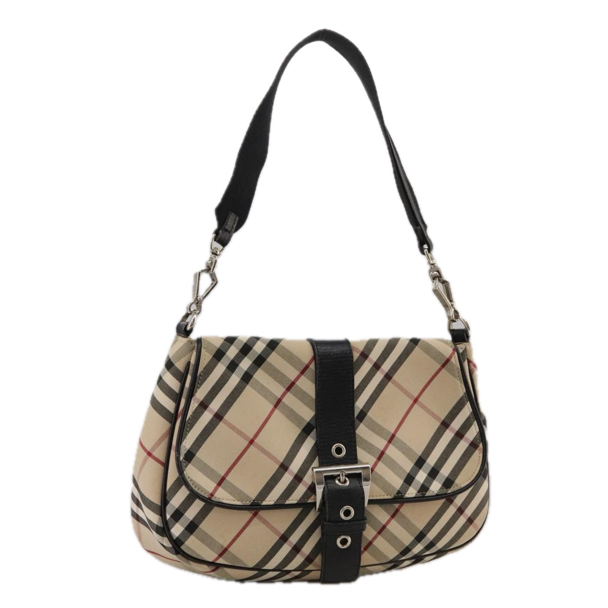 BURBERRY Nova Check Shoulder Bag Canvas Beige Auth 103027