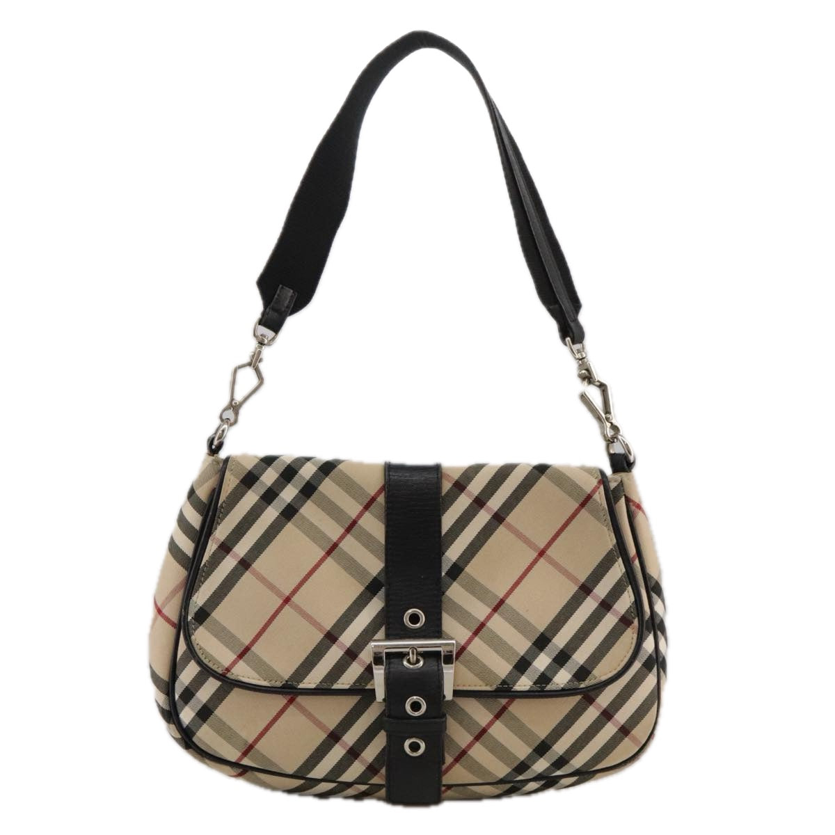 BURBERRY Nova Check Shoulder Bag Canvas Beige Auth 103027