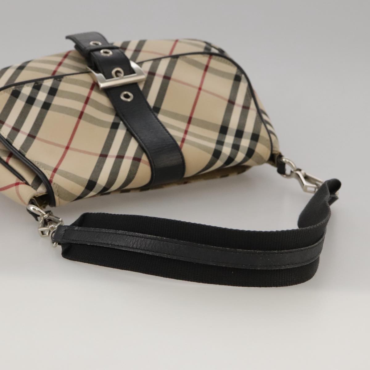 BURBERRY Nova Check Shoulder Bag Canvas Beige Auth 103027