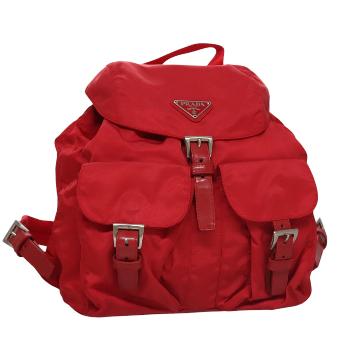 PRADA Backpack Nylon Red Silver Auth 103077